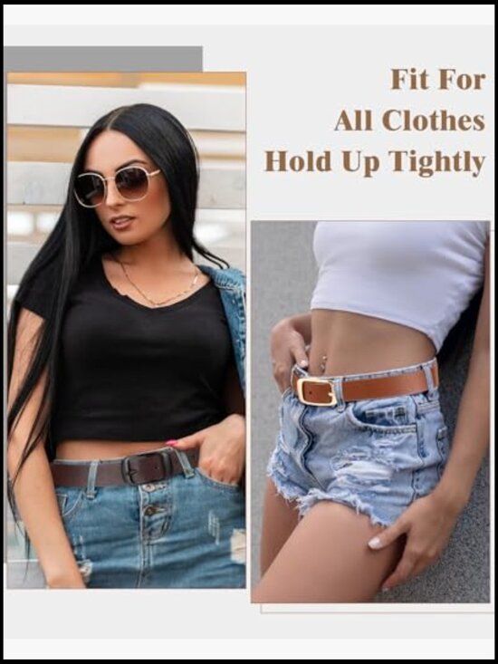 5 Pack Women\'s Leather Belts PU Leather Pin Buckle Belt for Jeans Pants main image 5